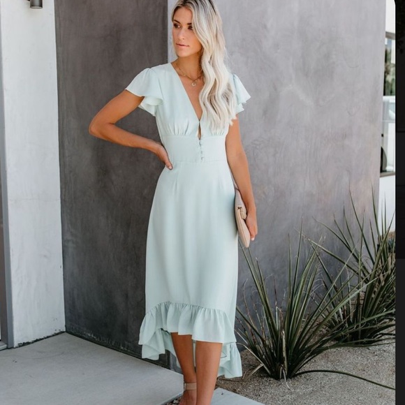 Mint Maxi Ruffle Dress